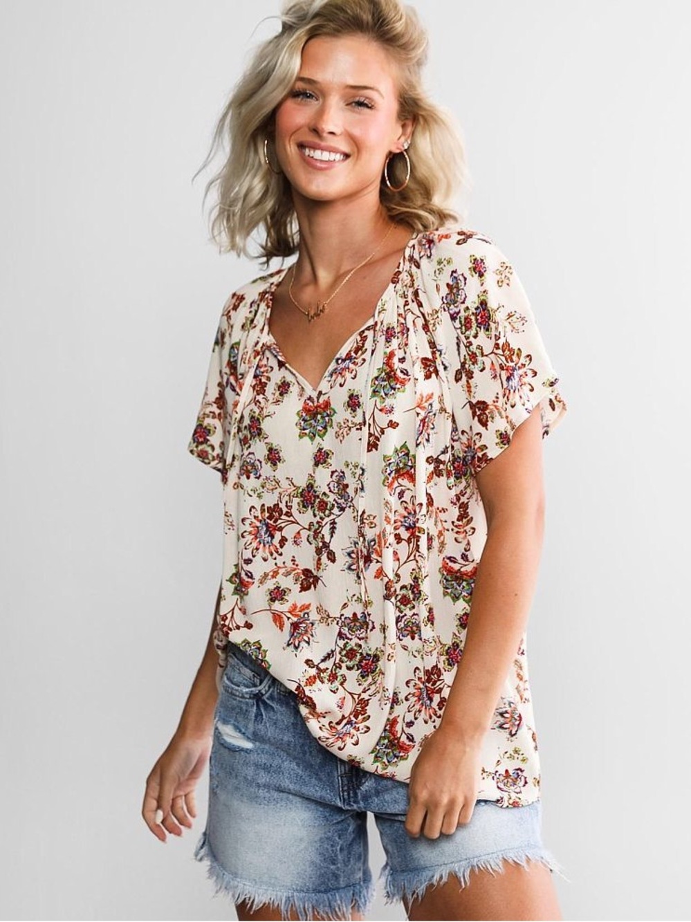 Daytrip Floral Crinkle Top